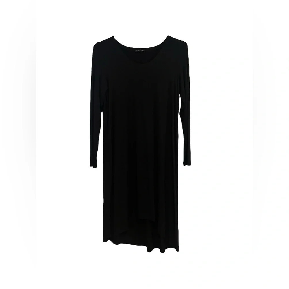 Eileen Fisher Black Long Sleeve Hi Low Midi Dress size L
